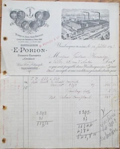 Distillery 1897 French Letterhead, E Porion Wardrecques Factory View France - Picture 1 of 1