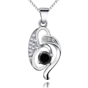 925 Silver 1.05Ct Round Shape 100% Natural Jet Black Diamond Solitaire Pendant - Picture 1 of 1