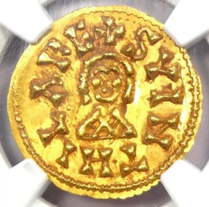 621-631 Gold Spain Visigoth Suinthila Ispali AV Tremissis - NGC MS63 (BU UNC) - Picture 1 of 6