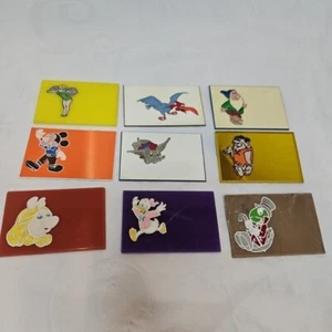 9 Vintage Blank Badge Plates Hand Painted Cartoon Characters - Picture 1 of 4