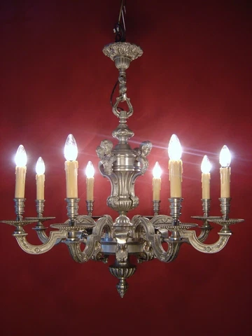 HEAVY MAZARIN NICKEL CHANDELIER CEILING LAMP 8 LIGHTS Ø 28" Cover