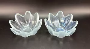 Blenko Vintage Art Glass Lotus Bowl Dish 8 Petal Clear Pair - Set of 2 - Picture 1 of 8