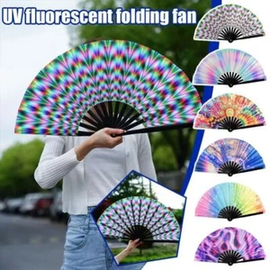 Folding Large Folded Hand Fan Fans with Lights Rainbow Folding Fan Decoration - Picture 1 of 24
