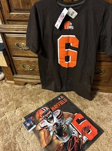 Sale !!! Team Apparel CLE Browns Baker Mayfield T-shirt Men's L W/Rally Towel - Picture 1 of 7