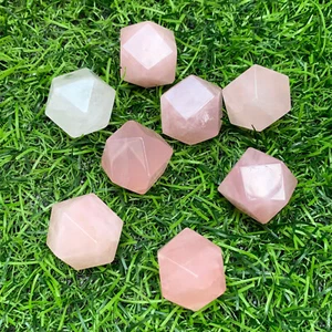 14 polyhedron Natural PINK Quartz Crystal Wand Double Point 5pcs - Imagen 1 de 9