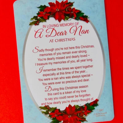 In Loving Memory Of A Dear Nan At Christmas Card Graveside Grave Memorial Poem - Image 1 of 4