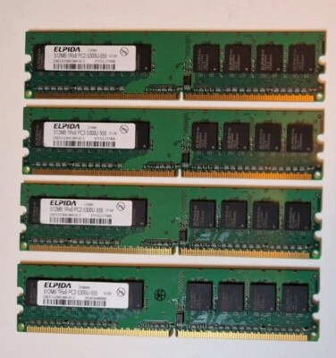 Memoria Ram Elipida HP DDR2 - 4 x 512 MB - 1Rx8 PC2-5300U-555 - Immagine 1 di 4