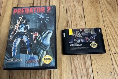VTG Sega Genesis Predator 2 Game Cart Box Case Art Blockbuster Stickers WORKS - Image 1 of 4