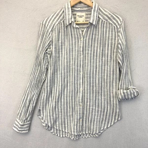 Abercrombie & Fitch Boyfriend Button Up Shirt Small S Blue Lightweight Coastal - Picture 1 of 18