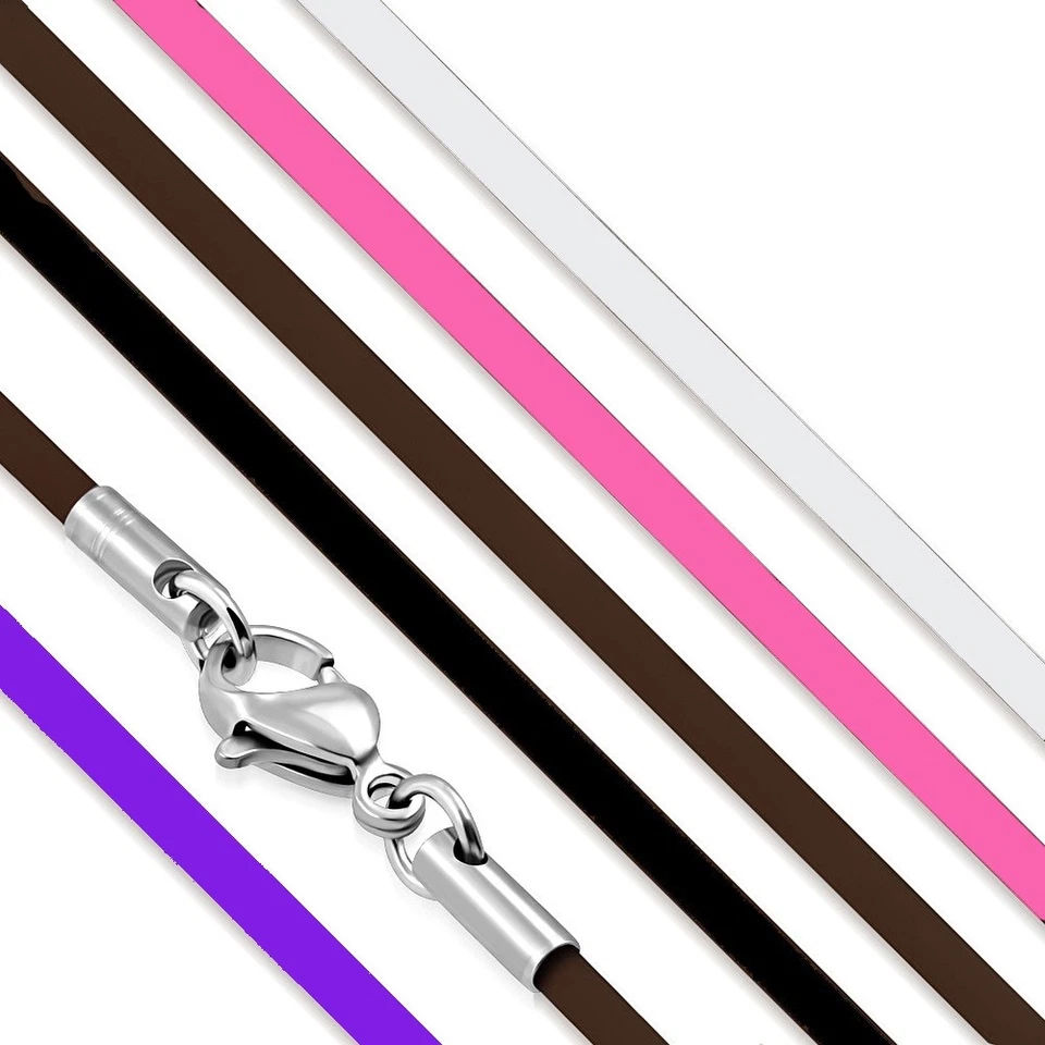 Collana In Gomma 45 50 O 60 CM Nero Marrone Trasparente Rosa Viola - Immagine 1 di 1