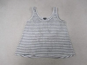 Fang Shirt Womens Large White Black Striped Casual Scoop Sleeveless Tank Top - Picture 1 of 9