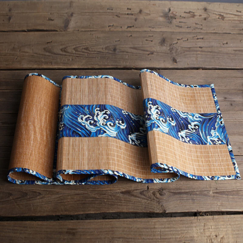 Japanese Table Runner Bamboo Weave Table Cloth Tea Mat Non-Slip Home Decor - Image 1 of 4