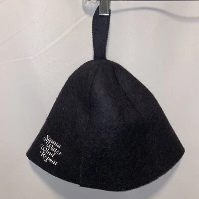 TTNE Saunner Sauna Hat Spa Hat Russian Banya Cap - Sauna Water Wind Repeat Black - Image 1 of 4