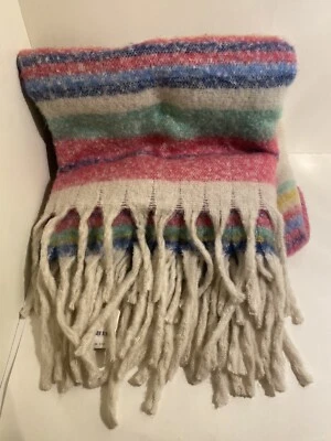 Free People Blanket Fringe Stripe 60” x 50” Ultra Soft Fab Fit Fun Throw New $78 - Image 1 of 3