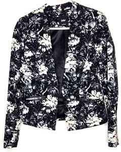 Sportsgirl Blazer fitted lined black floral tailored jacket Size 8 Women's - Picture 1 of 11
