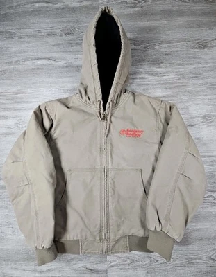 Chaqueta Dri Duck Para Hombre Pequeña Marrón Con Capucha Lona Trabajo Cremallera Diamante Forrada en Vellón  Foto 1 de 4