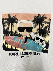 KARL LAGERFELD T-shirt uomo manica corta Parigi bianca con nero, verde 2XL XXL - Foto 1 di 6