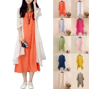 Women Bikini Beach Cover Up Long Kimono Cardigan Beachwear Jacket Coat - Picture 1 of 20