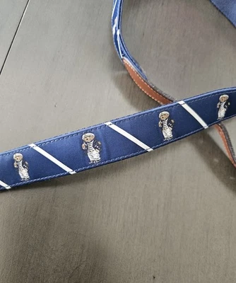 Polo Ralph Lauren Hombres 38 Cinturón de Cuero Azul Marino Oso de Peluche Diseñador Preppy Foto 1 de 4