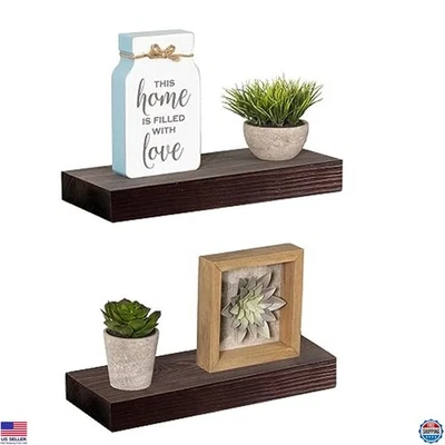 WELLAND Bradley Rústico 5" Profundo Estantes Flotantes Estrechos - Juego de 2 Madera Hecha a Mano Foto 1 de 4