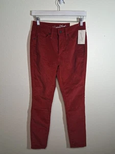 Pantalone velluto rosso filo universale nuovo con etichetta vita alta skinny taglia 2/26 regular - Foto 1 di 9