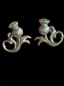 MCM Beau Sterling Silber Scottish Thistle Screwback Ohrringe 925 50er Jahre - Bild 1 von 5