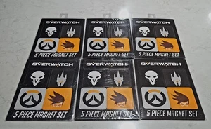Lot Of 6 NEW Overwatch 5 Piece Magnet Set Reaper Tracer Reinhardt Logo NWT - Picture 1 of 5