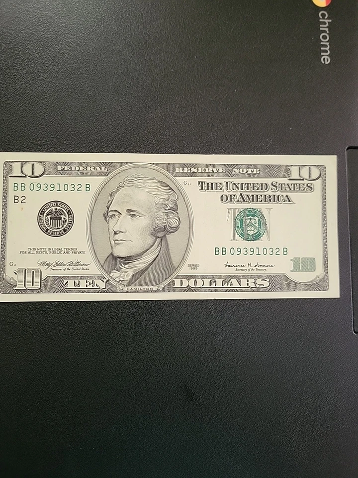 VINTAGE SERIES 1999 $10 DOLLAR BILL FEDERAL RESERVE NOTE - Image 1 of 4