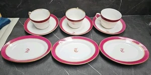 Antique Deliniers Limoges 9 Pc Coffee Cups, Saucers And Pastry Plates (See Desc) - Picture 1 of 9