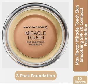 Paquete de 3 bases suavizantes de piel Max Factor Miracle Touch FPS 30 - 80 bronce - Imagen 1 de 5