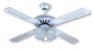 Ventilatore a Soffitto 4 Pale Legno Bianco 65W 132CM - Foto 1 di 1
