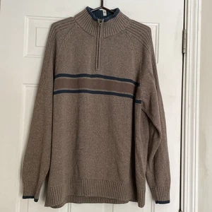 Columbia Men’s XXL Pullover 1/4 Zip Brown Knit Sweater EUC - Picture 1 of 12