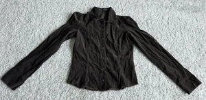 RARE VINTAGE Y2K NWOT DKNY JEANS Brown Cordoroy Western Blouse Top Sz 1 - Picture 1 of 6