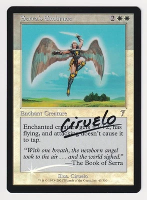 Signed FOIL Serra's Embrace MP 7th Edition Artist Ciruelo MTG Misprint Error! - Image 1 of 3
