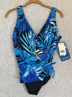 Traje de baño Great Lengths by Longitude para mujer 8 azul tropical floral traje sin mangas NUEVO Foto 1 de 4