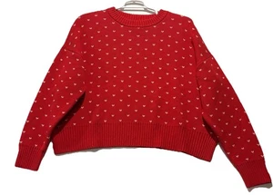 Francesca’s Red Maricela Digital Heart Pattern Pullover Sweater Damen Gr. XL - Bild 1 von 5