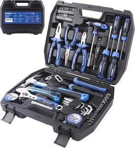62-Piece Tools Set, General Household Tool Kit with Storage 62-Piece, Blue - Picture 1 of 7