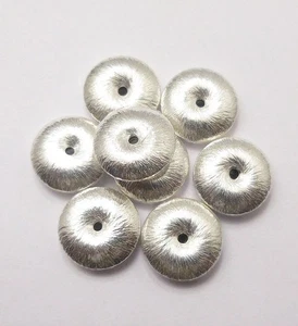28 PCS 8MM SAUCER BRUSHED BEAD STERLING SILVER PLATED 793 UFL-169 - Picture 1 of 3