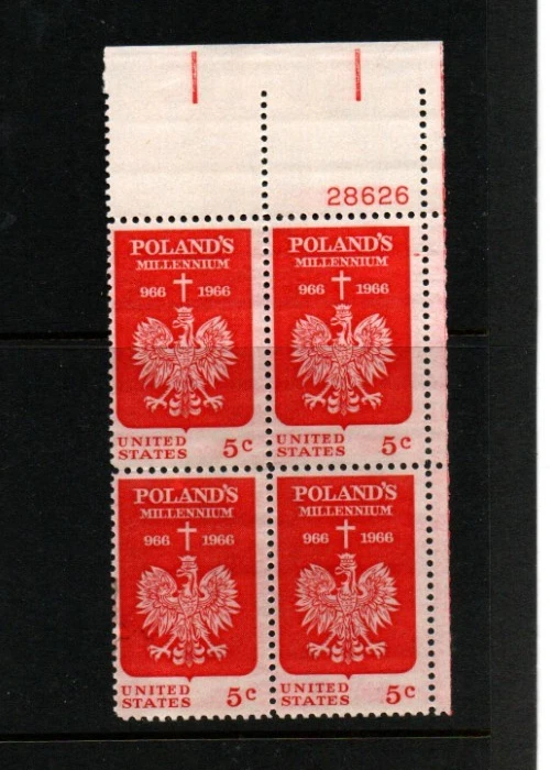 US Stamps #1313  5 cent Polish Millenium  Plate block of 4 stamps - Image 1 of 1