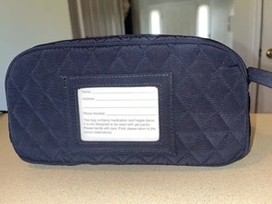 Vera Bradley  Microfiber Travel Cosmetic Plastic Lined Bag Navy Unused - Picture 1 of 7