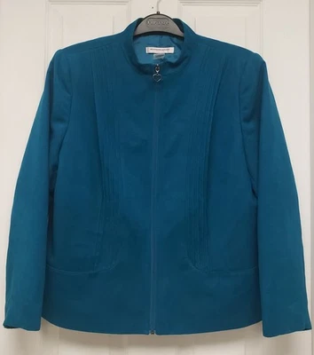 Allison Daley Petite Teal Green Zip Faux Suede Women's Coat/Jacket, Sz 14P - Image 1 of 4