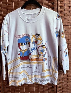 Vintage Doraemon RARE  All Over Print Vintage Graphic Long Sleeve Shirt M/L READ - Picture 1 of 7