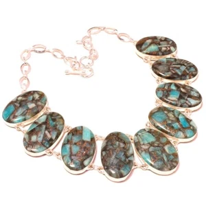 Copper Amazonite Gemstone Handmade Engagement Gift Jewelry Necklace 18" SR 1243 - Picture 1 of 6