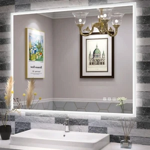 32x24 Zoll LED Badspiegel Hintergrundbeleuchtung Wand Kosmetikspiegel Bluetooth 3 Farben Dimmbar - Bild 1 von 9