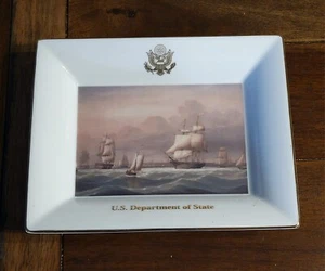 Ashtray Plate, U.S. Department Of State, View Of Boston Harbor 1852, Vintage - Picture 1 of 8