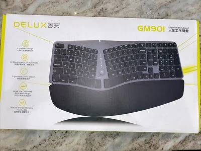 DELUX GM901 Wireless Ergonomic Keyboard with Cushioned Palm Rest, Black - Image 1 of 4