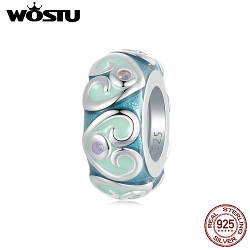 VALENTINO WOSTU Moda Donna Argento 925 Colorato Silicone Pasqua Ciondolo Fit Braccialetto Regalo