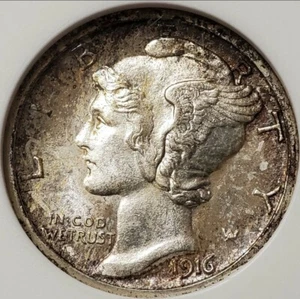 U.S. 1916-S Mercury Silver Dime - 10c - 1st Gen "soap box" ANACS MS64FB!!! - Picture 1 of 10
