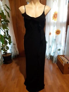 WOMENS Sz 10 Black JAY JAYS Long Adjustable Strap Dress LOVELY! RUFFLES! - Picture 1 of 5