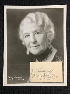 Vintage MAY ROBSON Academy Award Actress SIGNED 4x2.5" Card w/ 8x10 Photo VG/VG+